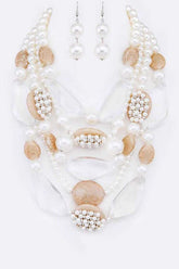 Pebble Wood and Stone Layer Necklace Set, Jewelry Sets, $ 65.00, A Moment Of Now™